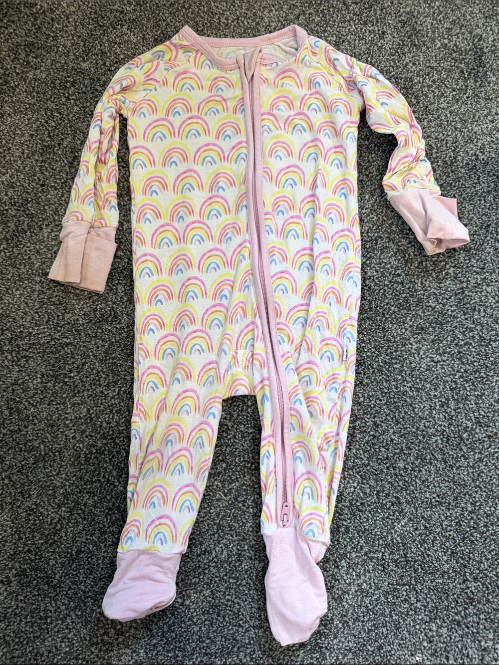 Little Sleepies pink Rainbow Print Kids One-Piece Footed Pajamas